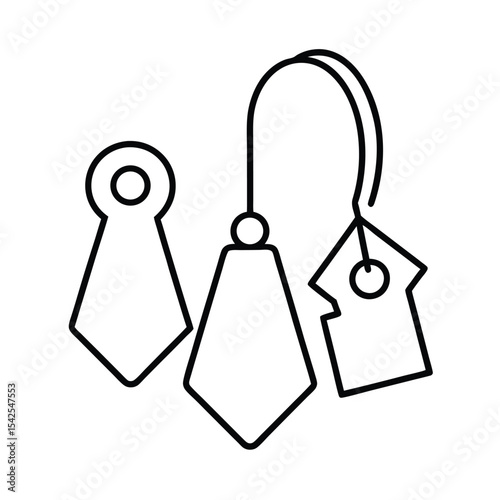 Key hooks with labeled tags detailed outline in line art Vector illustration
