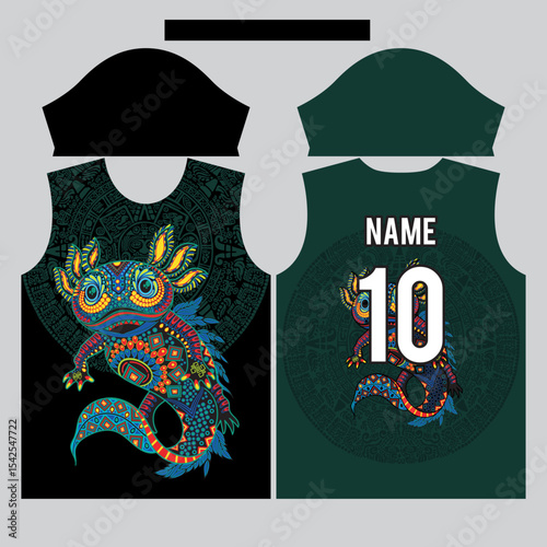 Aztec axolotl t-shirt design