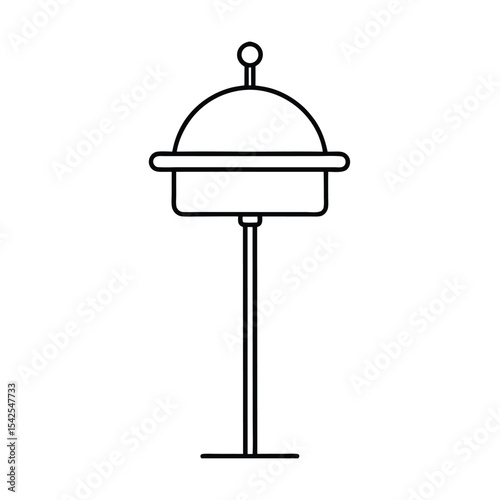 Park grill mounted on metal pole detailed outline in line art Vector illustration