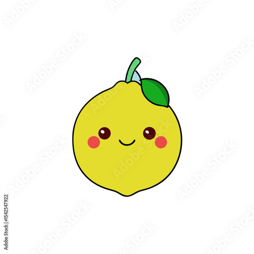 Kawaii Lemon with Winking Face and Cherry