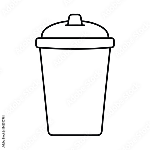 Roadside trash bin with swinging lid clean line scene Vector illustration