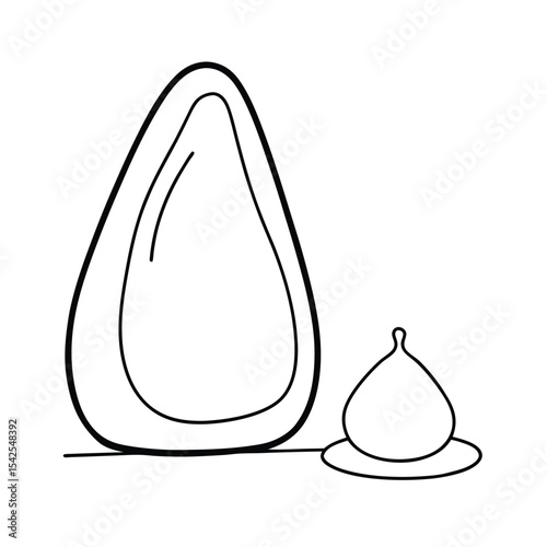 Bean bag beside a floor mirror detailed outline in line art Vector illustration