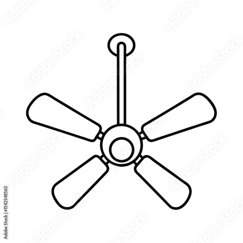 Ceiling fan with three rotating blades clean line scene Vector illustration