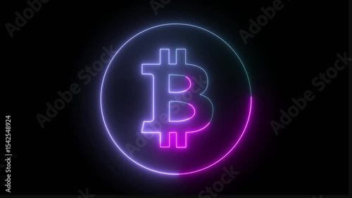 Financial Technology Of Mining Bitcoin, Symbol Btc With Hud Elements 4k video animation 