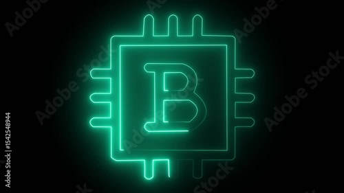 Financial Technology Of Mining Bitcoin, Symbol Btc With Hud Elements 4k video animation 