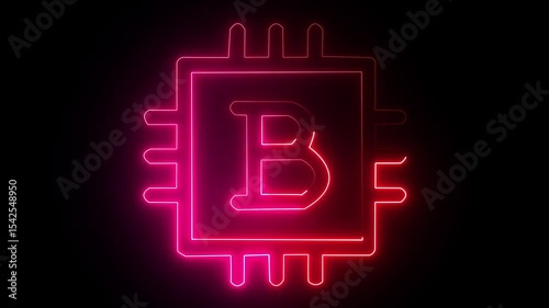 Financial Technology Of Mining Bitcoin, Symbol Btc With Hud Elements 4k video animation 