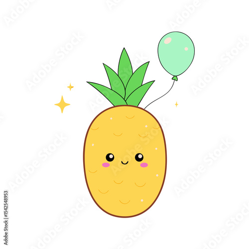 Kawaii Pineapple with Blushing Cheeks