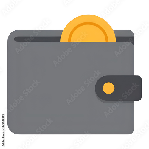 Simple Flat Vector Illustration of a Wallet with Coin