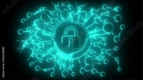 neon icon animation Cryptography and encryption algorithm concept. 
