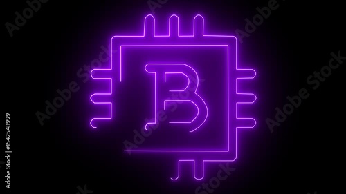 Financial Technology Of Mining Bitcoin, Symbol Btc With Hud Elements 4k video animation 