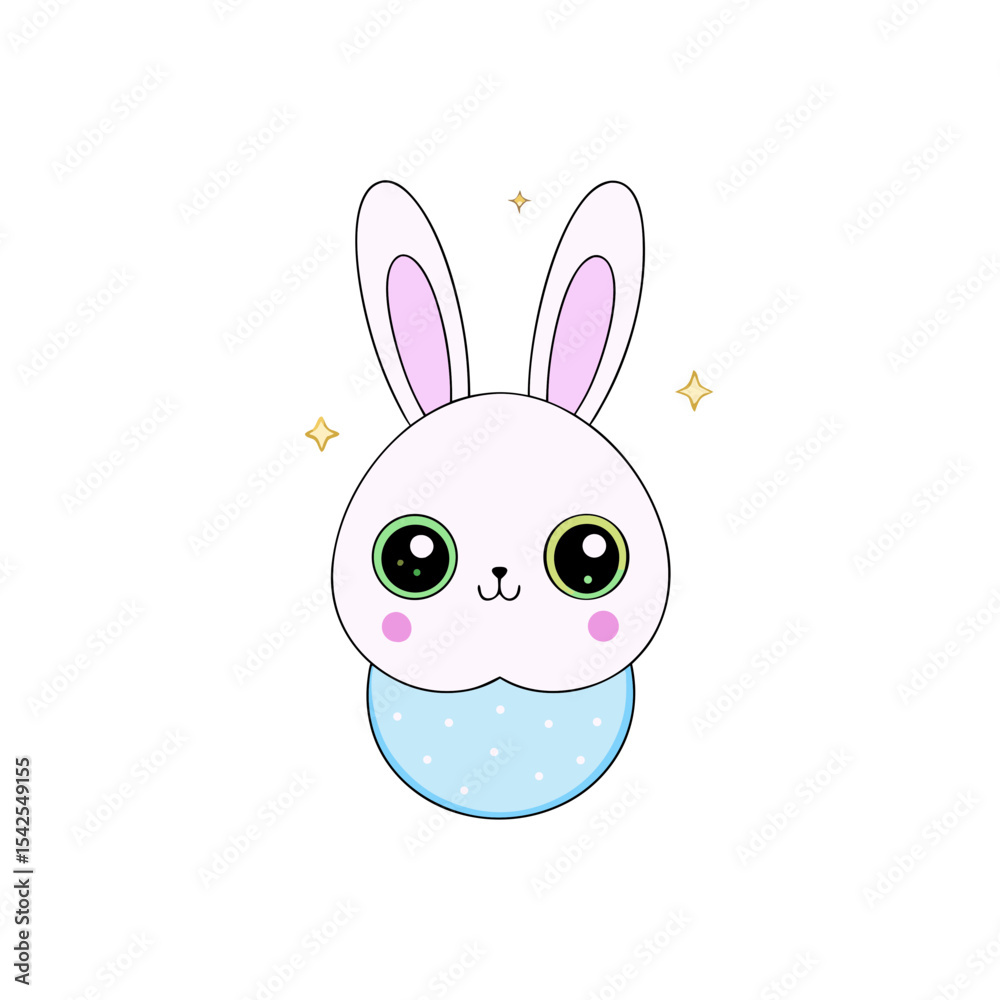 Fototapeta premium Kawaii Bunny with Sparkly Eyes and Sprinkles