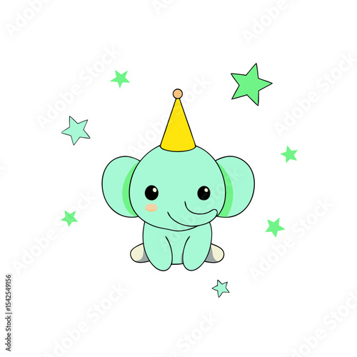 Kawaii Elephant Baby with Winking Face