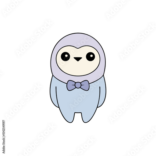 Kawaii Sloth with Blushing Cheeks and Bowtie