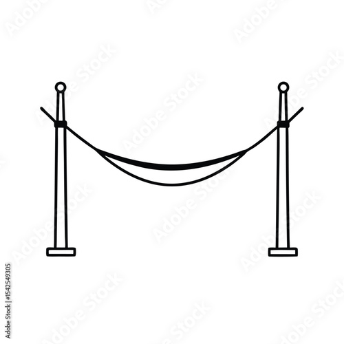 Hanging hammock tied to deck posts clean line scene Vector illustration