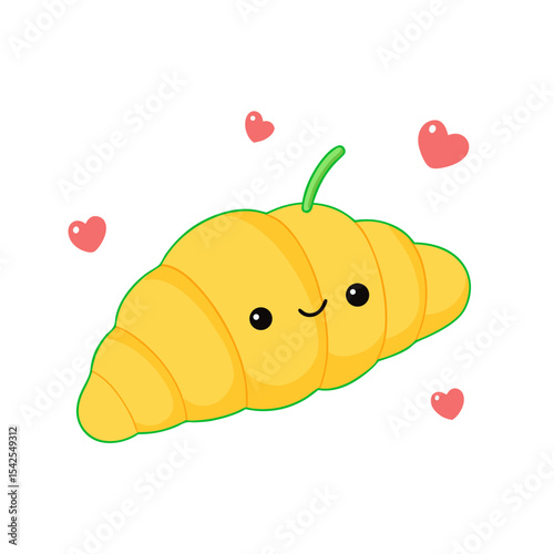 Kawaii Croissant with Winking Face and Cherry