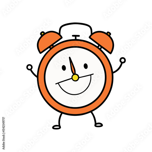 Cute Cheerful Alarm Clock Vector Illustration