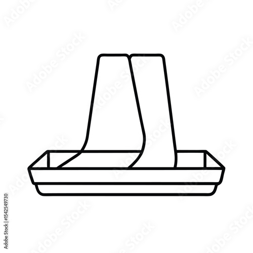 Outdoor shoe tray with rubber boots clean line scene Vector illustration