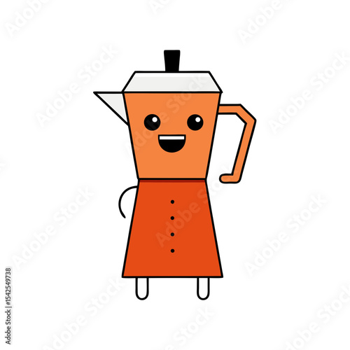 Cute Cheerful Coffee Maker Vector Illustration