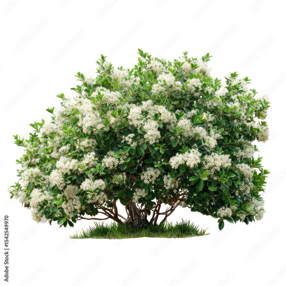 Correa alba, commonly known as white correa, frontal shrub view on transparent background Correa alba, commonly known as white correa, frontal shrub view on transparent background