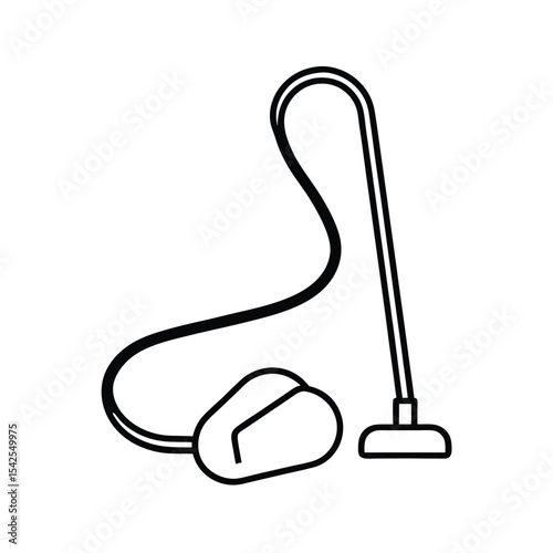 Shop vacuum with long hose detailed outline in line art Vector illustration