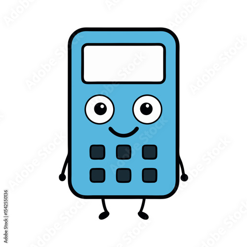 Cute Happy Calculator with Smiling Face Vector