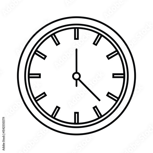 Wall clock with roman numerals detailed outline in line art Vector illustration