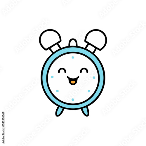 Cute Vector Illustration of a Smiling Alarm Clock