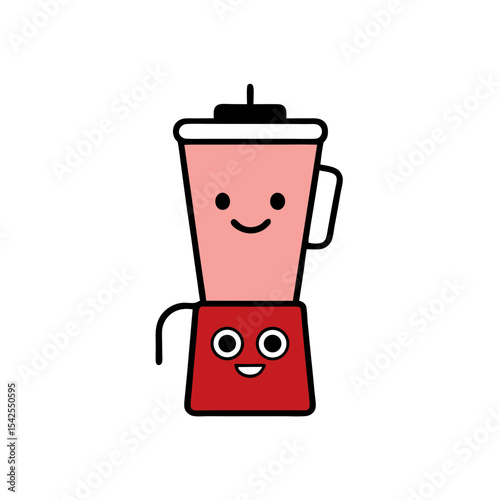 Cute Vector Illustration of a Smiling Blender Making Smoothie
