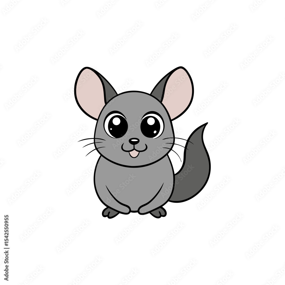 Obraz premium Cute Vector Illustration of a Smiling Cartoon Chinchilla