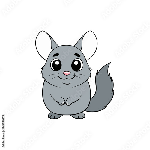 Cute Vector Illustration of a Smiling Cartoon Chinchilla