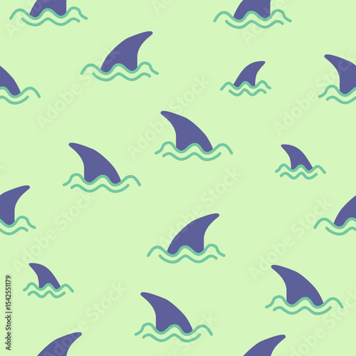 Cute shark fin pattern background vector design