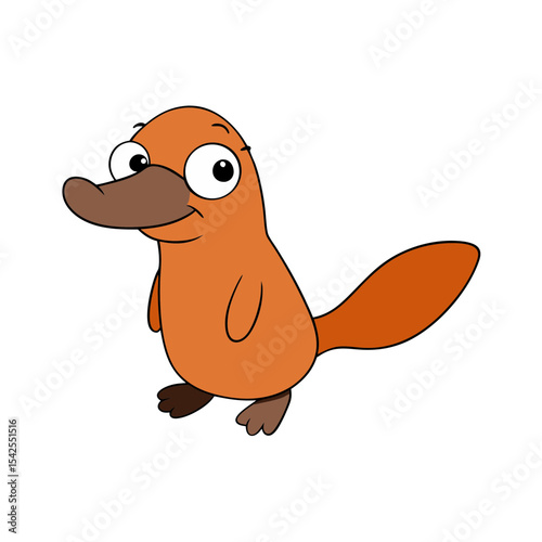 Cute Vector Illustration of a Smiling Cartoon Platypus