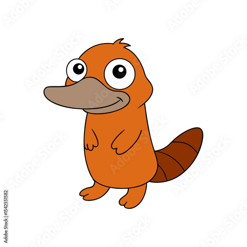 Cute Vector Illustration of a Smiling Cartoon Platypus