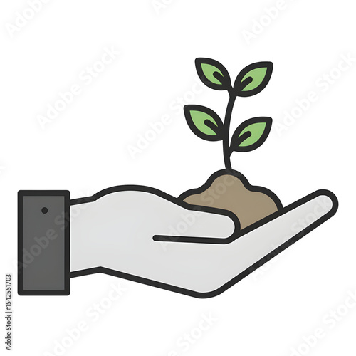 Abstract Hand Holding Sprout from Pile of Earth