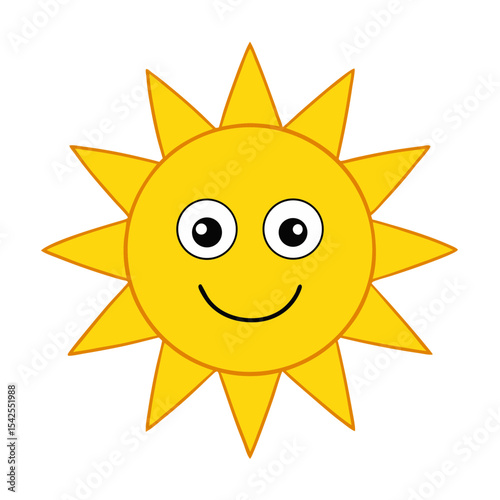 Cute Vector Illustration of a Smiling Cartoon Sun
