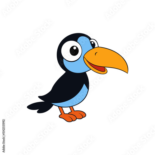Cute Vector Illustration of a Smiling Cartoon Toucan