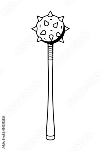 Hand Drawn Medieval Mace Weapon Illustration
