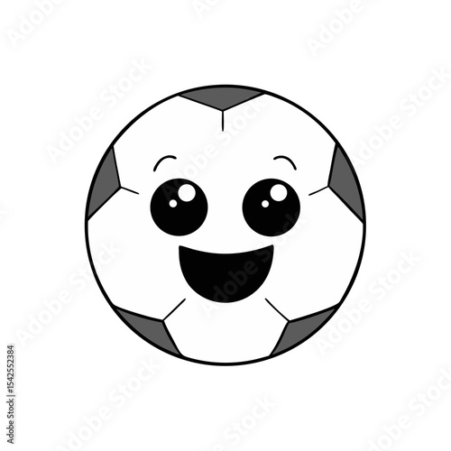 Cute Vector Illustration of a Smiling Soccer Ball