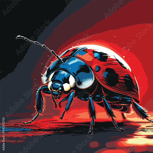 lady bug vector is drawn in detail and realistic