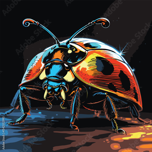 lady bug vector is drawn in detail and realistic