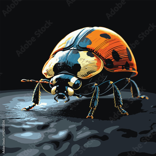lady bug vector is drawn in detail and realistic