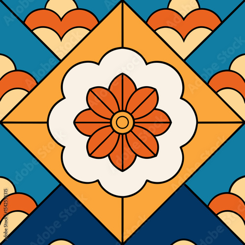 Maximalist Pattern Combining Moroccan Tiles and Japanese Motifs