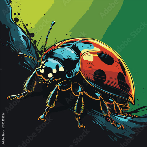 lady bug vector is drawn in detail and realistic