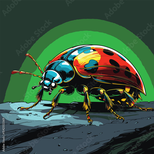 lady bug vector is drawn in detail and realistic