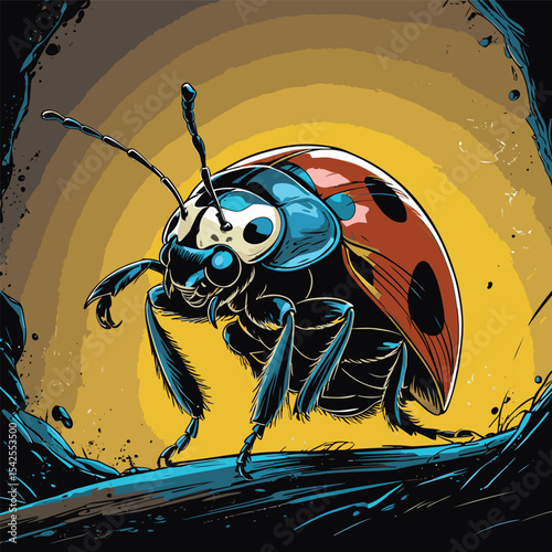 lady bug vector is drawn in detail and realistic
