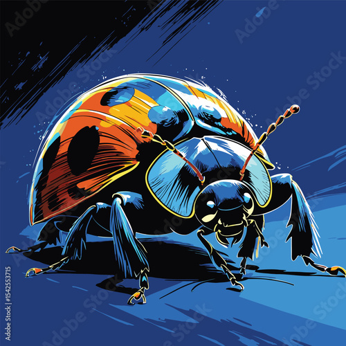 lady bug vector is drawn in detail and realistic