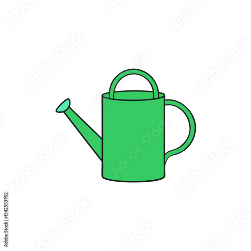 Minimalist Vector Illustration of a Green Watering Can