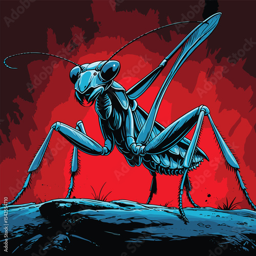 mantis bug vector is drawn in detail and realistic
