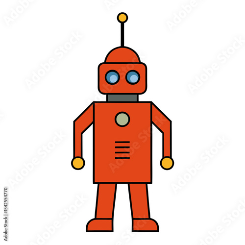 Retro Sci Fi Robot with Rounded Forms and Antenna