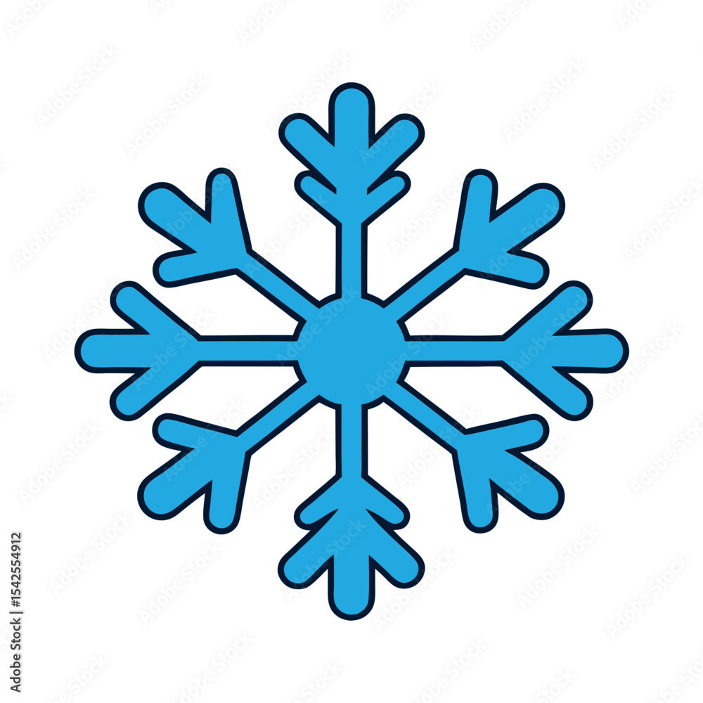 Simple Vector Illustration of a Blue Snowflake with Details Simple Vector Illustration of a Blue Snowflake with Details